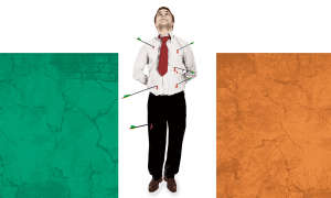 Man shot with arrows on Irish flag