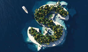 island in shape of dollar