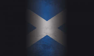 Partially covered Scottish flag