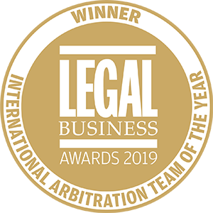 Winner of Legal Business Awards 2019: International Arbitration Team of the Year