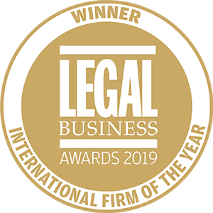 Winner of Legal Business Awards 2019: International Firm of the Year