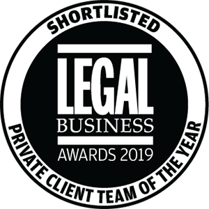 Shortlisted for Legal Business Awards 2019: Private Client Team of the Year