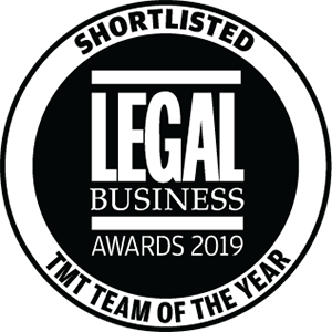 Shortlisted for Legal Business Awards 2019: TMT Team of the Year