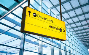 Airport arrivals/departures sign
