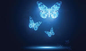 three digital butterflies