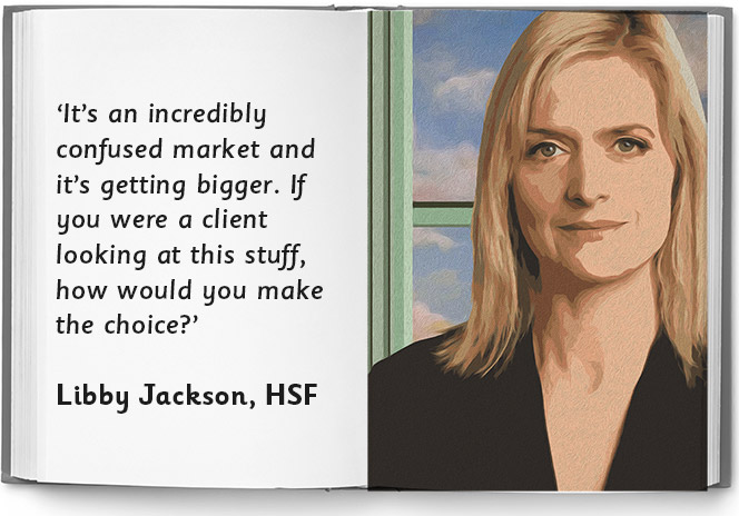 ‘It’s an incredibly confused market and it’s getting bigger. If you were a client looking at this stuff, how would you make the choice?’ - Libby Jackson, HSF
