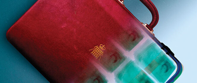 red briefcase containing money