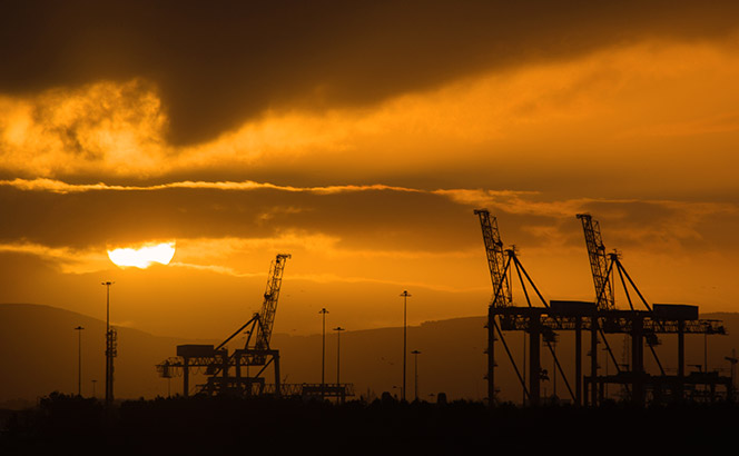 Dublin skyline with cranes