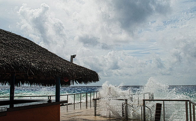 beach bar in windy weather
